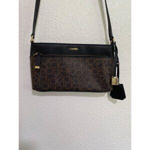 Calvin Klein Monogram Crossbody Bag Purse Medium Leather Classic